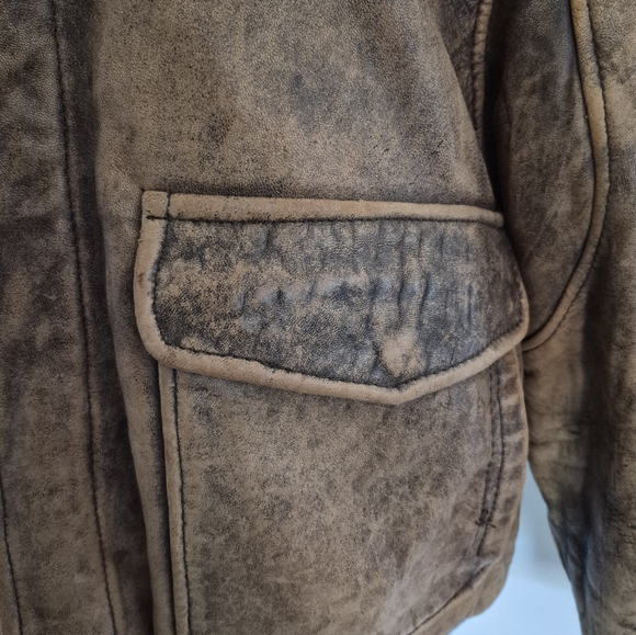 Vtg U2 Wear Me Out Leather Bomber Jacket - Mens sz 46- Distressed/Inner print - Picture 3 of 16